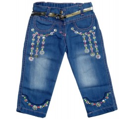 Брюки джинсовые для девочки "Цветочные подвески"