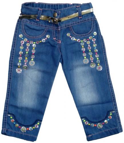 Брюки джинсовые для девочки "Цветочные подвески"
